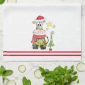 Linge De Cuisine Jolie vache de Noël Whimsical (Plié)