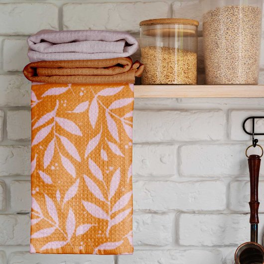 Linge De Cuisine Jolies branches - orange et rose