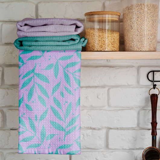 Linge De Cuisine Jolies branches - turquoise et violet ado