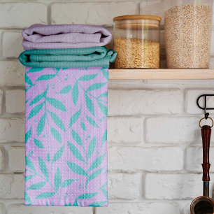 Linge De Cuisine Jolies branches - turquoise et violet ado