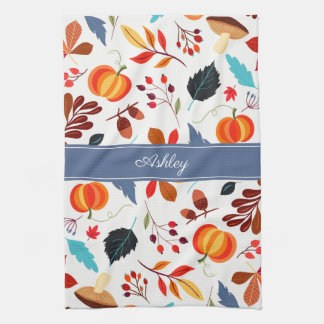 Linge De Cuisine Jolies Feuilles d'Automne Motif de Citrouille & Vo