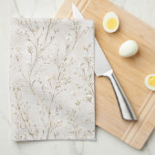 Linge De Cuisine Jolies Fleurs Blanc Crème (Quart Plié)