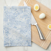 Linge De Cuisine Jolies Fleurs Blanches Bleues (Quart Plié)