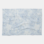 Linge De Cuisine Jolies Fleurs Blanches Bleues (Horizontal)