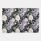 Linge De Cuisine Jolies Fleurs Blanches Violettes (Horizontal)