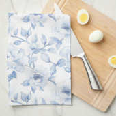Linge De Cuisine Jolies Fleurs Bleues Blanches Chic (Quart Plié)