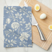 Linge De Cuisine Jolies fleurs bleues romantiques à la crème (Quart Plié)