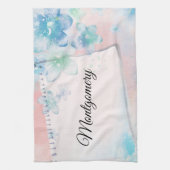 Linge De Cuisine Jolies fleurs bleues sur Arrière - plan rose (Vertical)