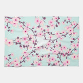 Linge De Cuisine Jolies fleurs de cerisier rose Turquoise (Horizontal)