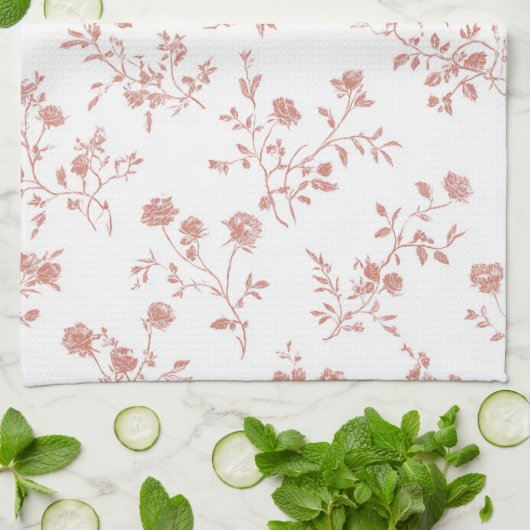 Linge De Cuisine Jolies Fleurs Roses (Plié)