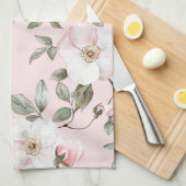 Linge De Cuisine Jolies Fleurs Roses Et Blanches Pour La Mariée (Quart Plié)