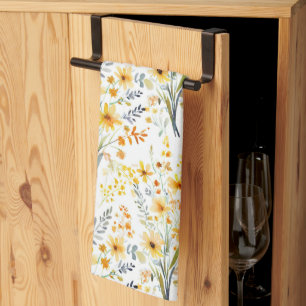 Linge De Cuisine Jolies fleurs sauvages jaunes de printemps