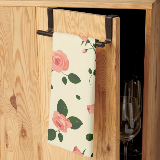 Linge De Cuisine Jolies Roses Roses Pâles Motif Rose Pastel (Pliage en tiers)