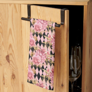 Linge De Cuisine Jolies roses roses sur Arlequin