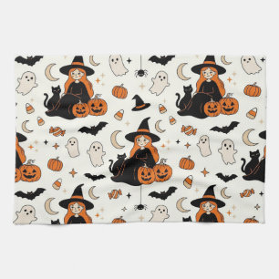 Linge De Cuisine Jolies sorcières et chats noirs d'Halloween