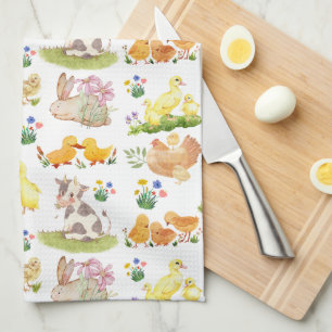 Linge De Cuisine Jolis animaux de ferme de Pâques et de printemps