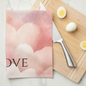 Linge De Cuisine Jolis cœurs rose tendre d'amour (Quart Plié)