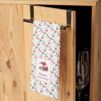 Linge De Cuisine Jolis macarons motif de noeud rouge de Noël