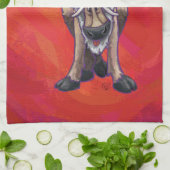 Linge De Cuisine Jolis Renne Noël sur Fond Rouge (Plié)