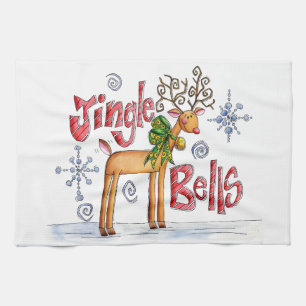 Linge De Cuisine Jolis rennes de Noël, flocons de neige Jingle Bell