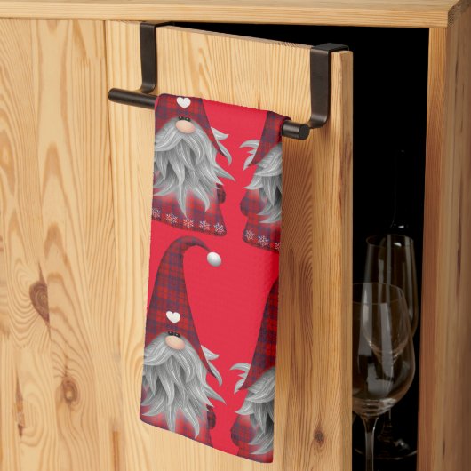 Linge De Cuisine Jote Rouge Buffalo Plaid Gnome de Noël (Pliage en tiers)