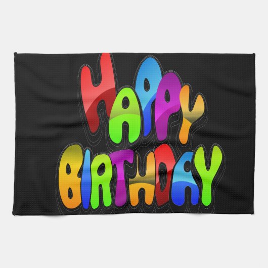 Linge De Cuisine Jouer Joyeux texte d'anniversaire (Horizontal)