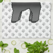 Linge De Cuisine Jouet noir Poodle mignon chien de dessin (Plié)