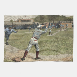 Linge De Cuisine Joueur de baseball jeté à la seconde base