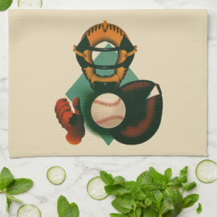 Linge De Cuisine Joueur de baseball vintage, Catcher avec Mitt