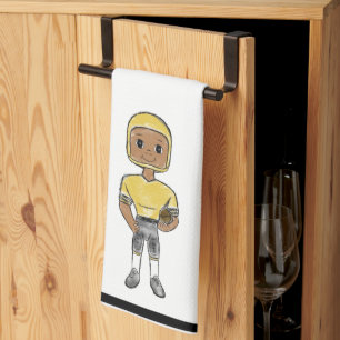 Linge De Cuisine joueur de football vintage rétro noir jaune simple