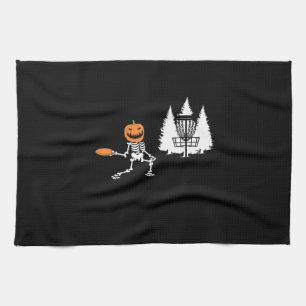 Linge De Cuisine Joueur de golf Skeleton Citrouille Head Disk Hallo