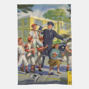 Linge De Cuisine Joueurs de baseball vintage et agent de police de