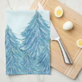 Linge De Cuisine Jour de Noël de l'arbre d'hiver bleu (Quart Plié)