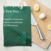 Linge De Cuisine Jour de Noël simple vert et blanc et Nouvel An (Quart Plié)