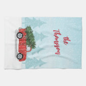 Linge De Cuisine Jour mignon Script Aquarelle Russe Camion Rouge (Horizontal)