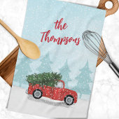 Linge De Cuisine Jour mignon Script Aquarelle Russe Camion Rouge