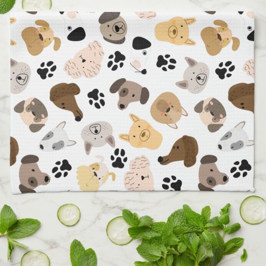 Linge De Cuisine Jours de chiens - Motif de races de chiens et de p (Plié)
