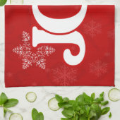 Linge De Cuisine JOY Elegant Red Snowflake Motif Noël (Plié)