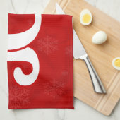 Linge De Cuisine JOY Elegant Red Snowflake Motif Noël (Quart Plié)