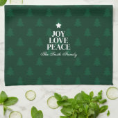 Linge De Cuisine Joy Love Peace Christmas Tree Green Pattern (Plié)