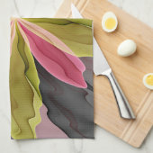 Linge De Cuisine Joy, Vert rose Anthracite Imaginaire Fleur Fractal (Quart Plié)