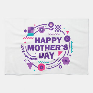 Linge De Cuisine Joyeuse Fête des Mères Rétro Style Je t'aime Maman