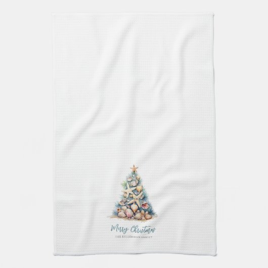 Linge De Cuisine Joyeuse plage d'arbre de Noël (Vertical)