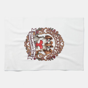 Linge De Cuisine Joyeuse Saint-Valentin Chien Rouge Coeur Cadre Flo
