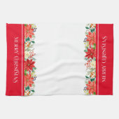 Linge De Cuisine Joyeuse typographie de Noël & frontière poinsettia (Horizontal)