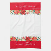 Linge De Cuisine Joyeuse typographie de Noël & frontière poinsettia (Vertical)