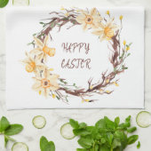 Linge De Cuisine Joyeuses Daffodiles de Pâques Fleurs Wreath (Plié)