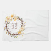 Linge De Cuisine Joyeuses Daffodiles de Pâques Fleurs Wreath (Horizontal)