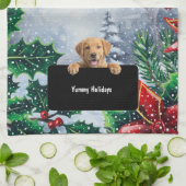 Linge De Cuisine Joyeuses Fêtes Chiot Mignon (Plié)