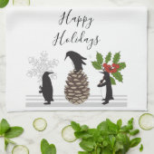 Linge De Cuisine Joyeuses fêtes mignonnes pingouin de Noël drôle (Plié)